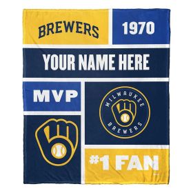 [Personalization Only] OFFICIAL MLB Colorblock Personalized Silk Touch Throw Blanket - Brewers