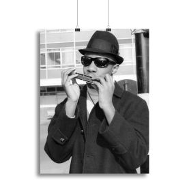 Stevie Wonder playing the harmonica Canvas Print or Poster (Type: Poster Print, size: 32" x 24" / 80cm x 60cm (approx))